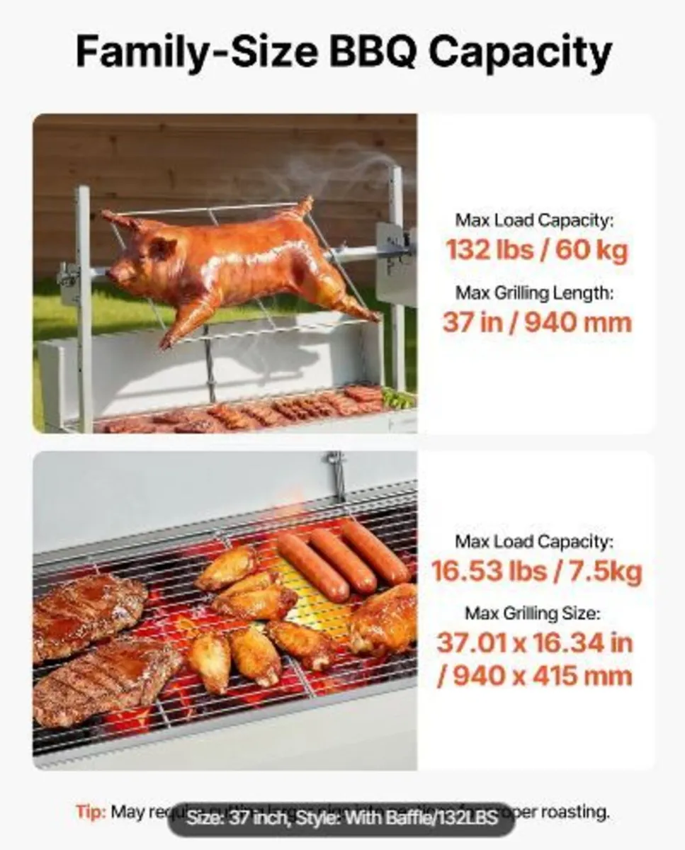 Rotisserie Grill, 38W BBQ Outdoor Pig & Lamb - Image 2