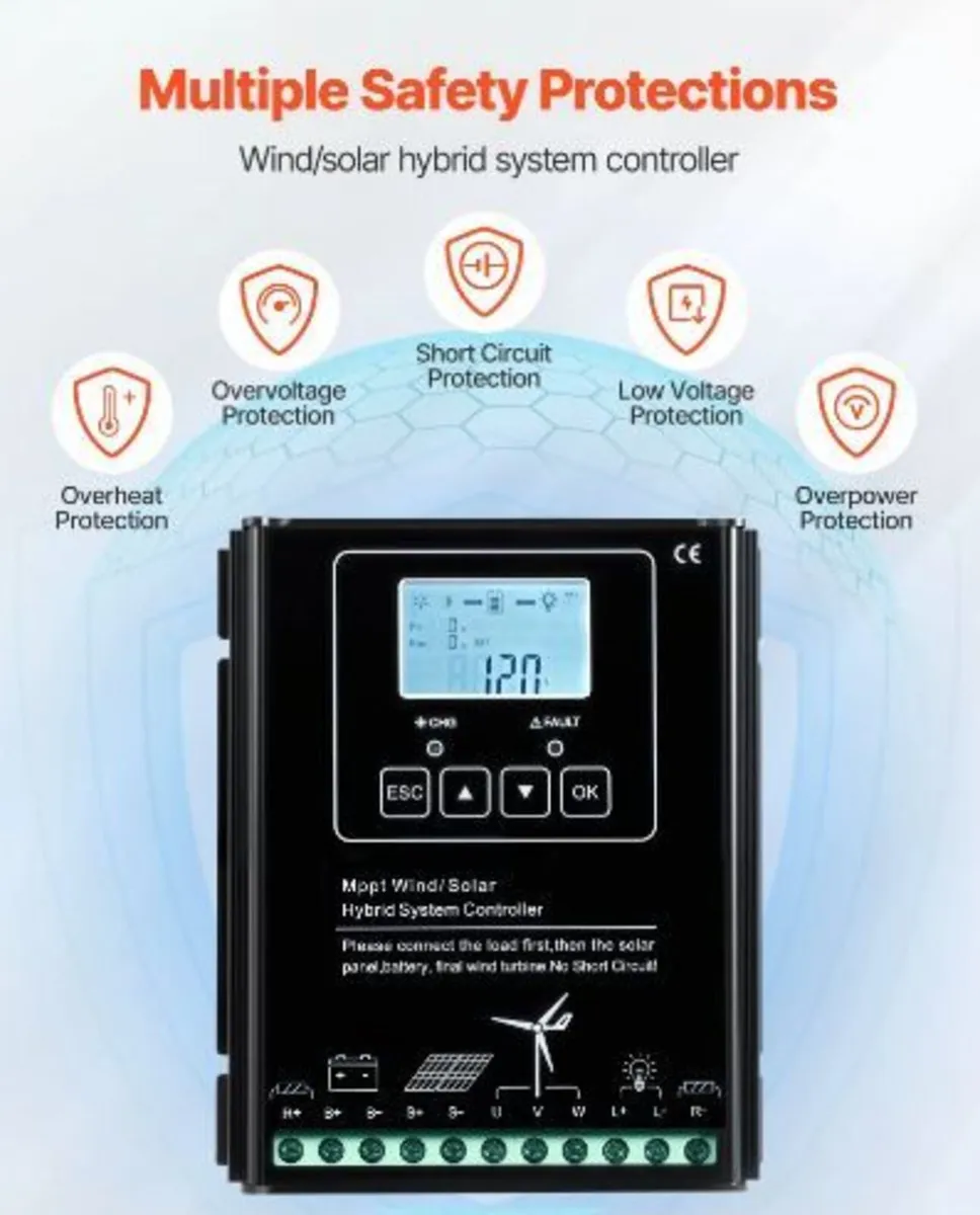 12V 400W Solar Wind Power Kit, 2PCS 100W - Image 2