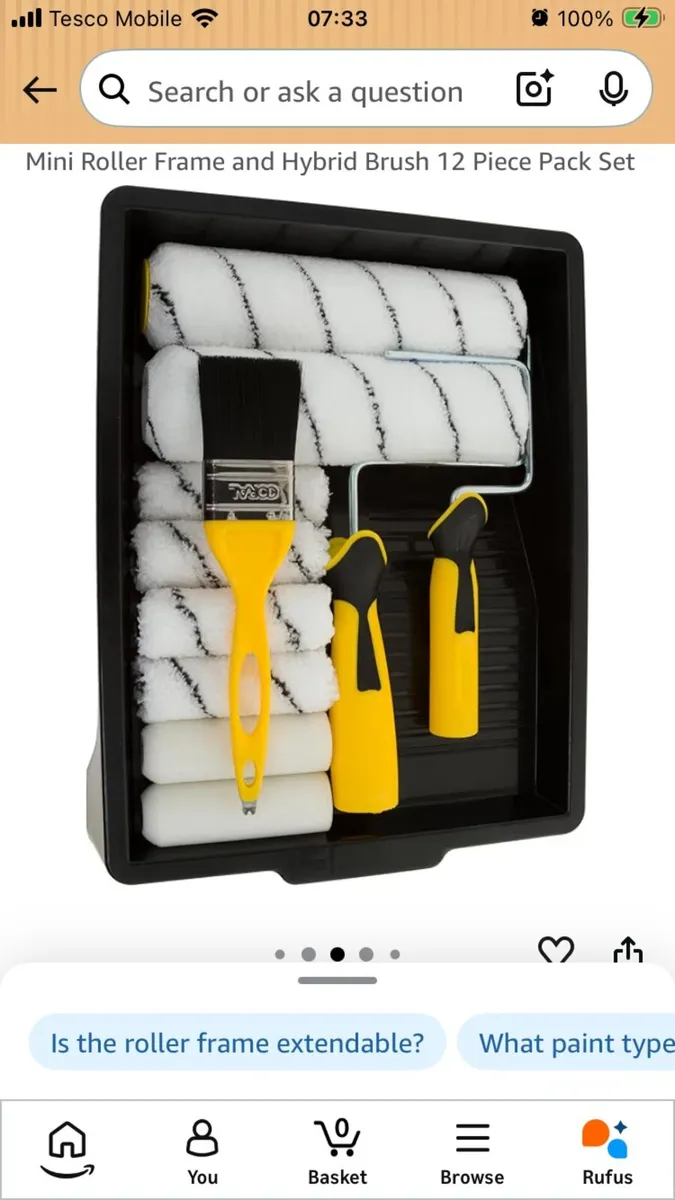 Paint Roller and Brush Set + 2x Frog Tape - Image 3
