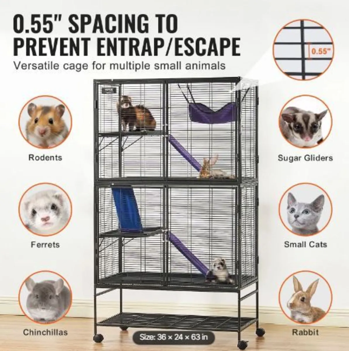 164.1 cm Metal Small Animal Cage 4-Tier - Image 2