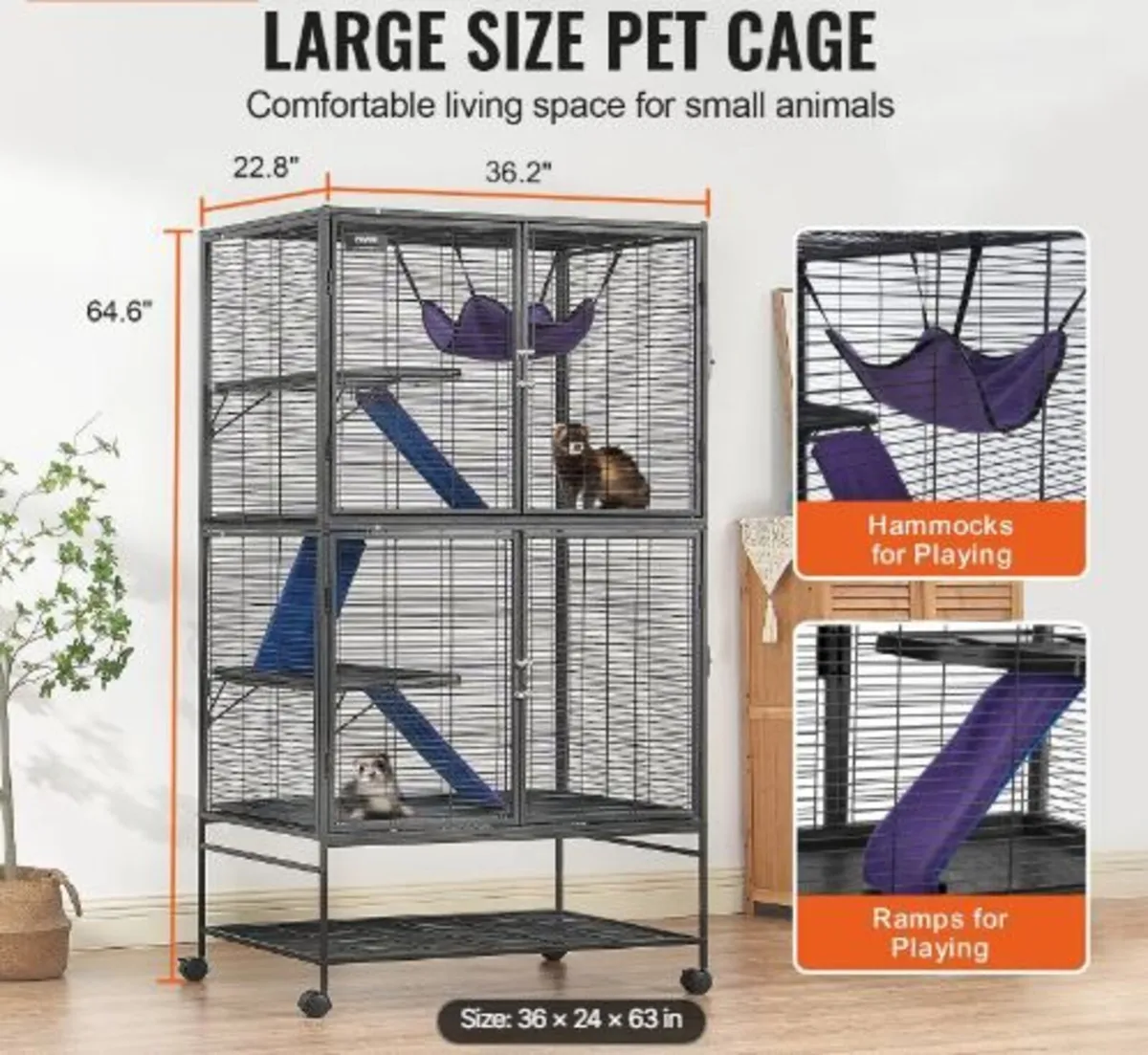 164.1 cm Metal Small Animal Cage 4-Tier - Image 3