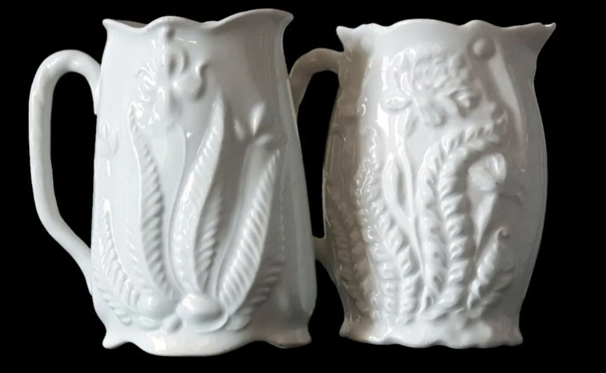 Pair of Vintage Floral Relief Jugs - Image 1
