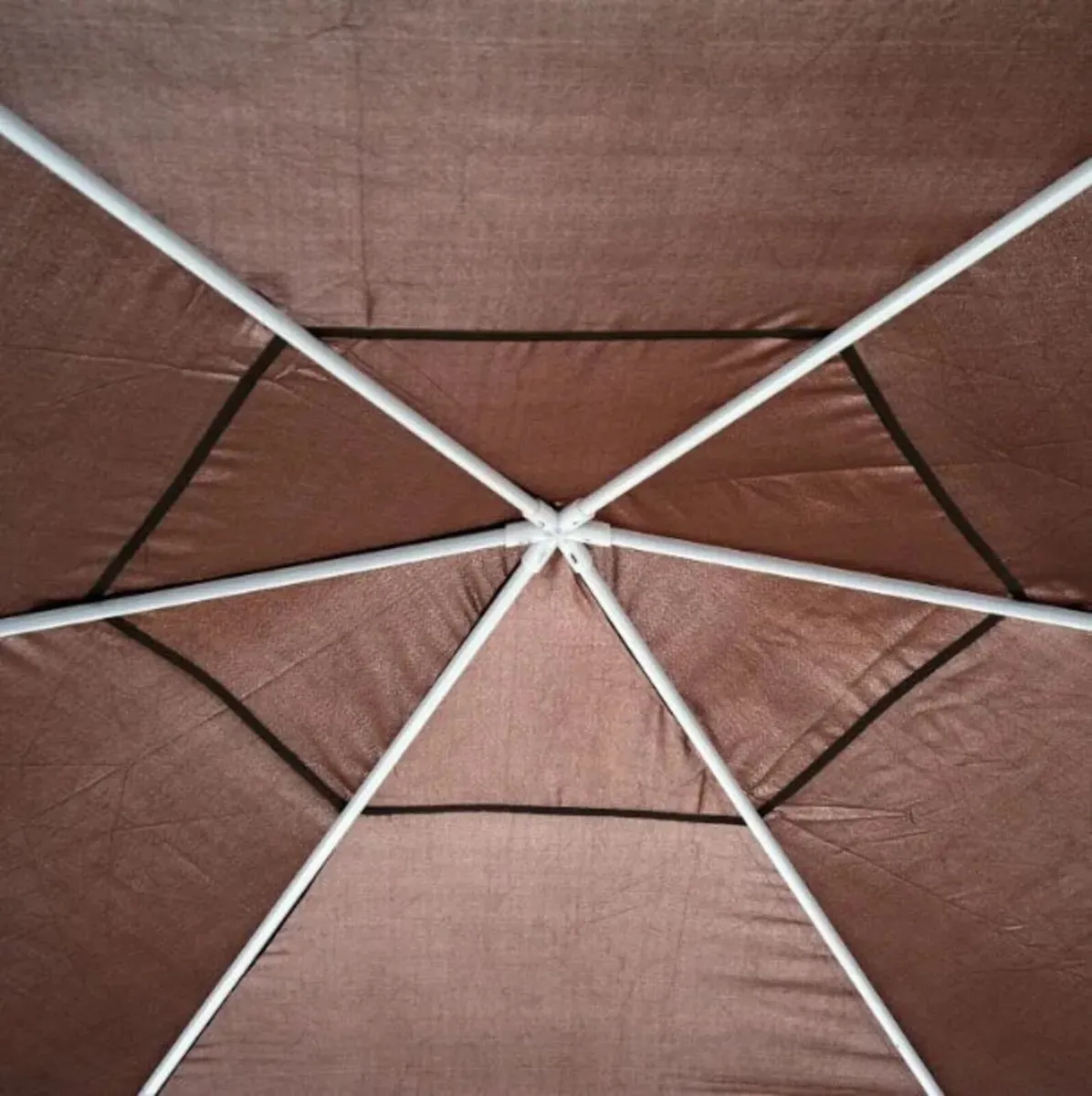 Gazebo Hexagonal Patio Party Tent Brown & Netting - Image 4