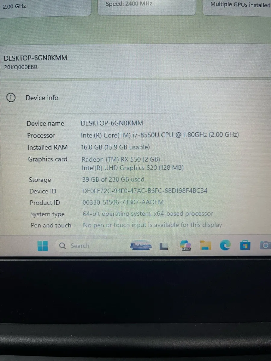Lenovo laptop i7 pro 16/256 win 11 - Image 4