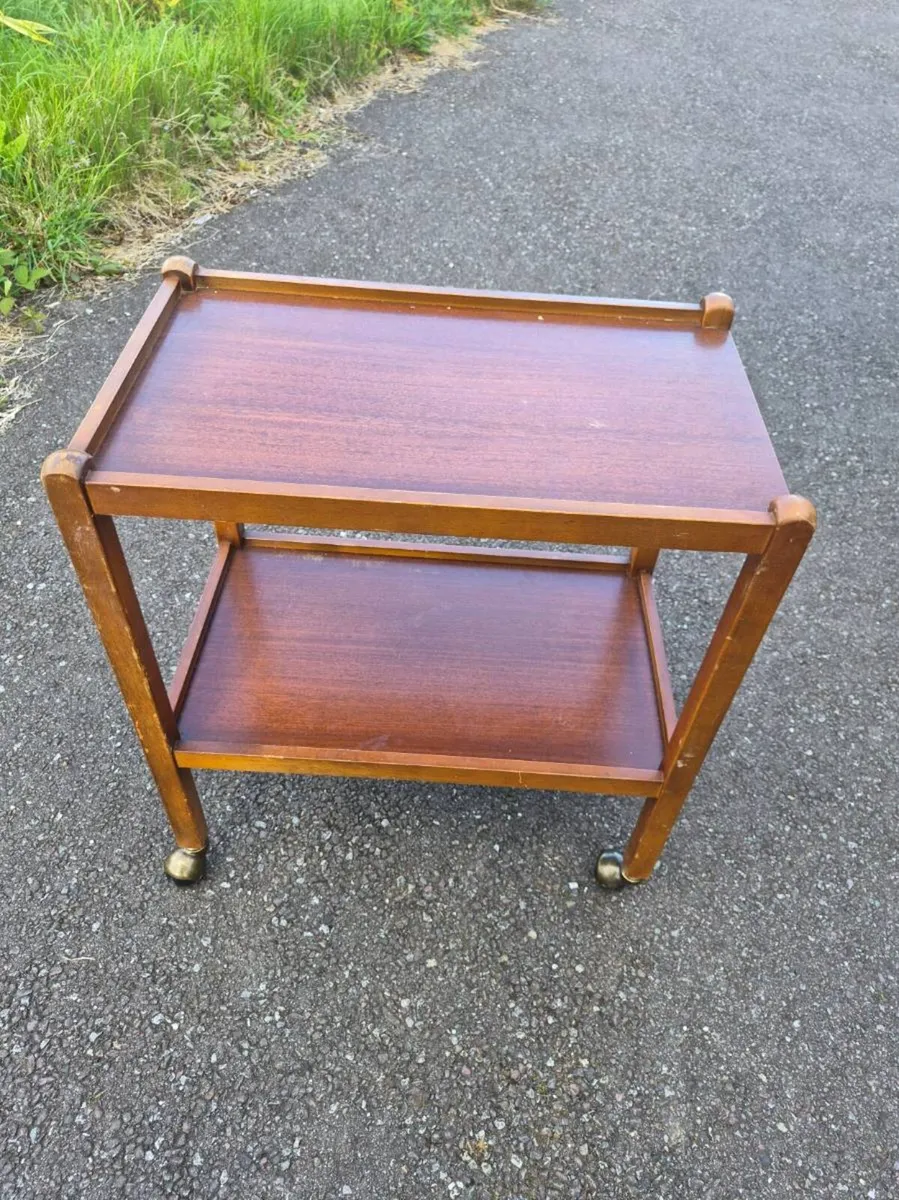 A vintage teak service trolley. - Image 2