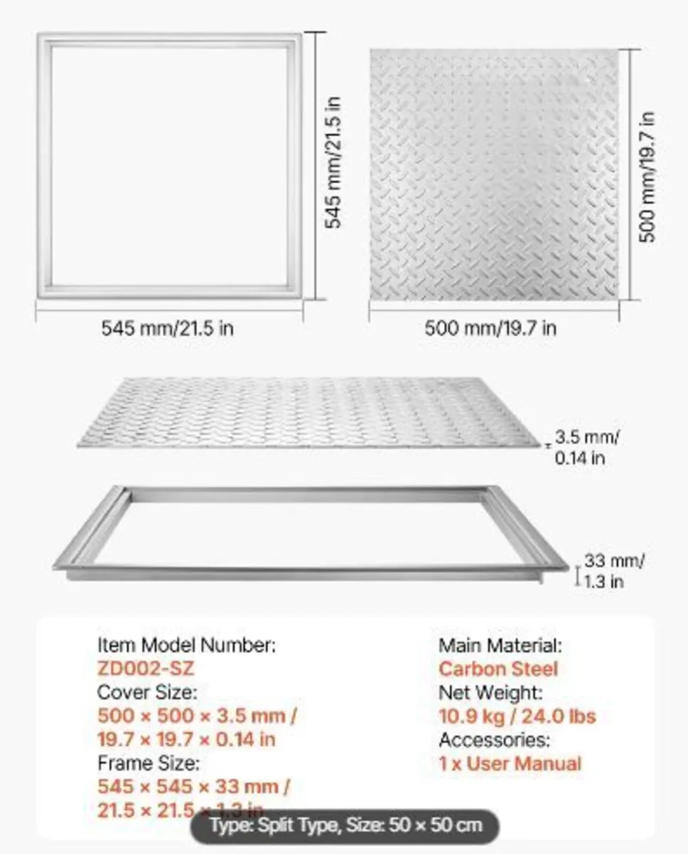 Manhole Cover with Frame, 500 x 500mm - Image 4