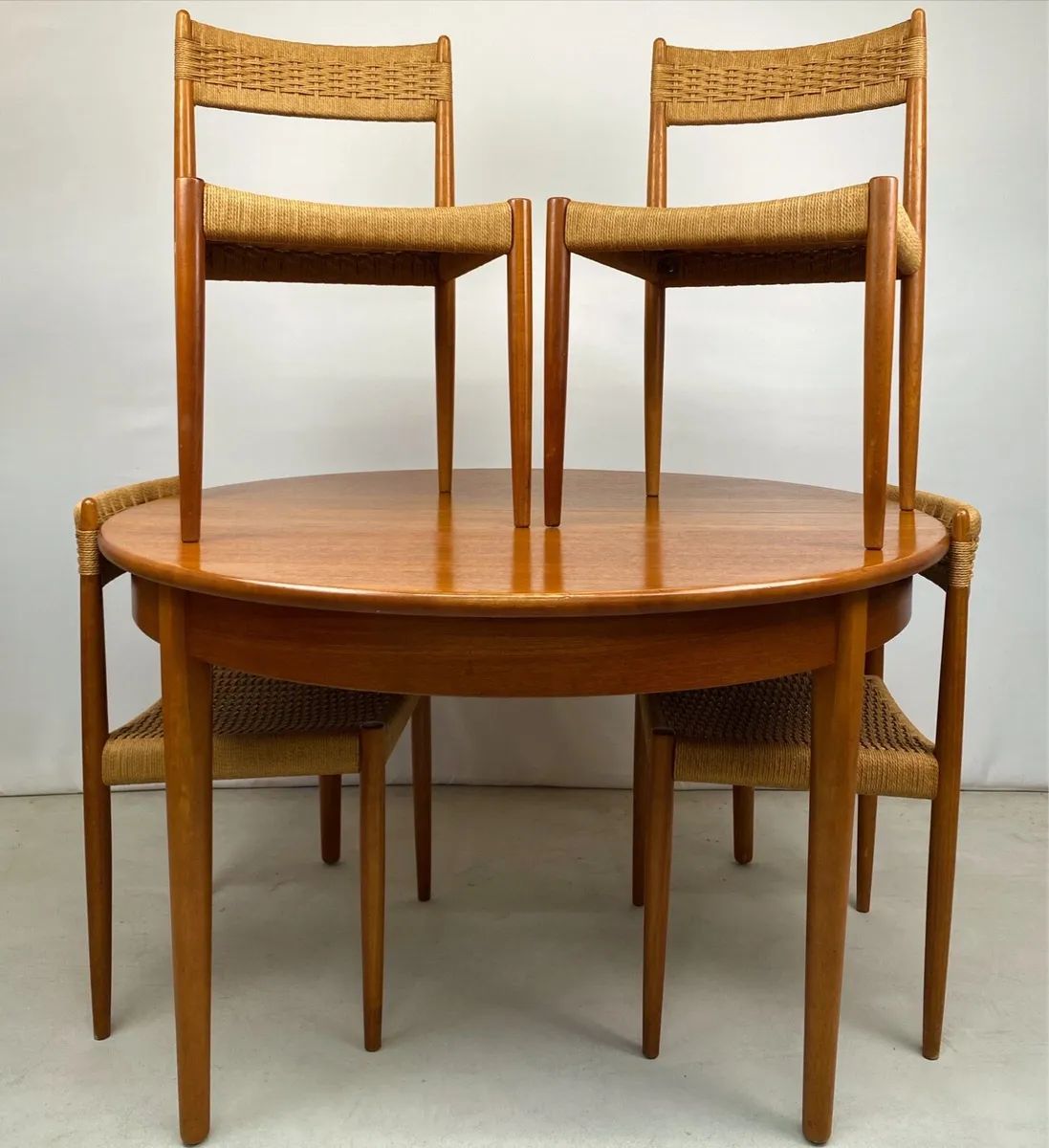 Mid Century Danish Teak Table & Chairs - Image 1