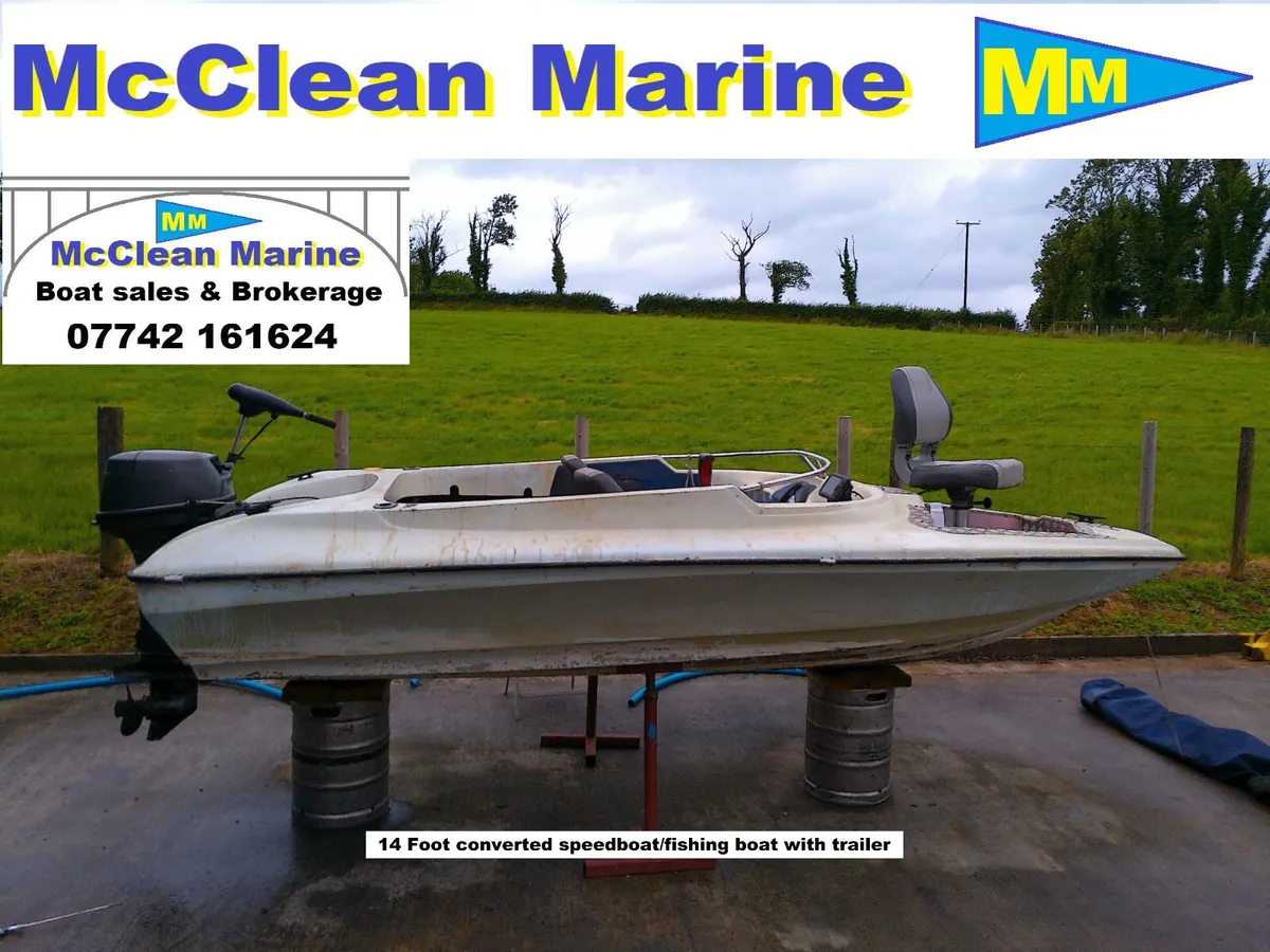 14 foot speedboat (conversion) with trailer. - Image 1