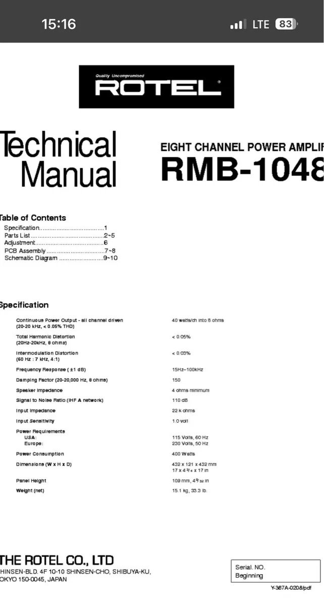 Rotel 8 Channel Power Amplifier - Image 3
