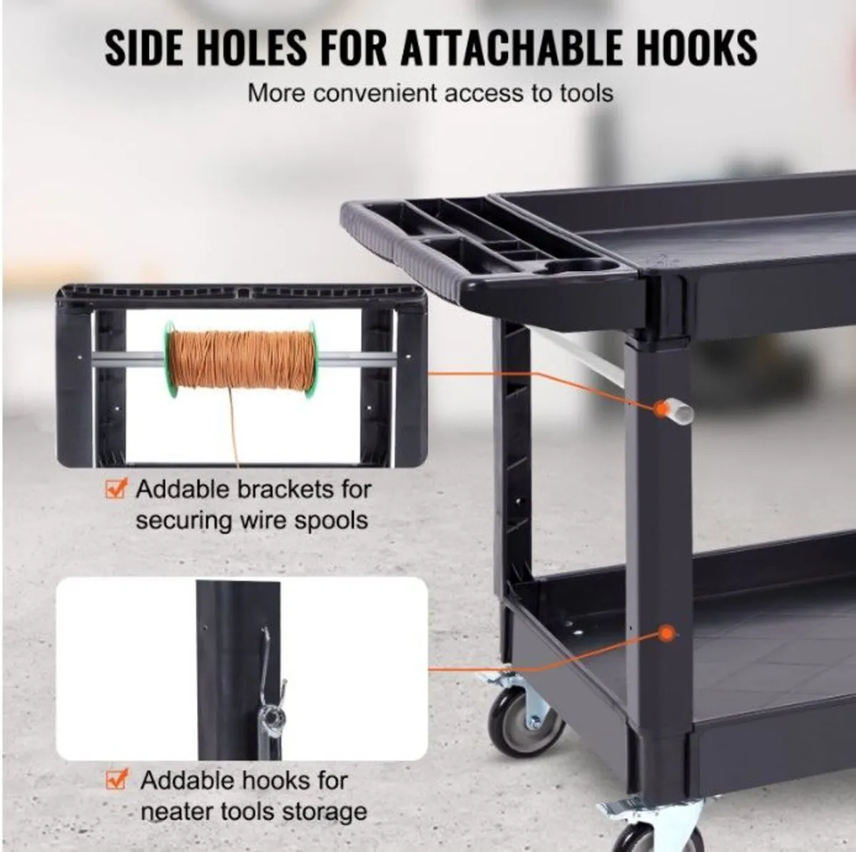 2 Shelf 550LBS Heavy Duty Utility Service Cart - Image 2