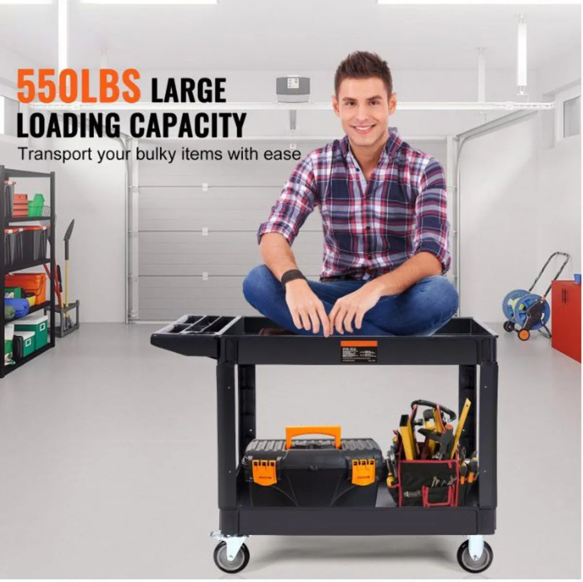2 Shelf 550LBS Heavy Duty Utility Service Cart - Image 4