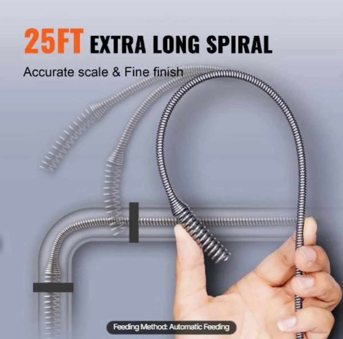 Drain Auger 762 cm, Plumbing Snake Auto Feed - Image 2