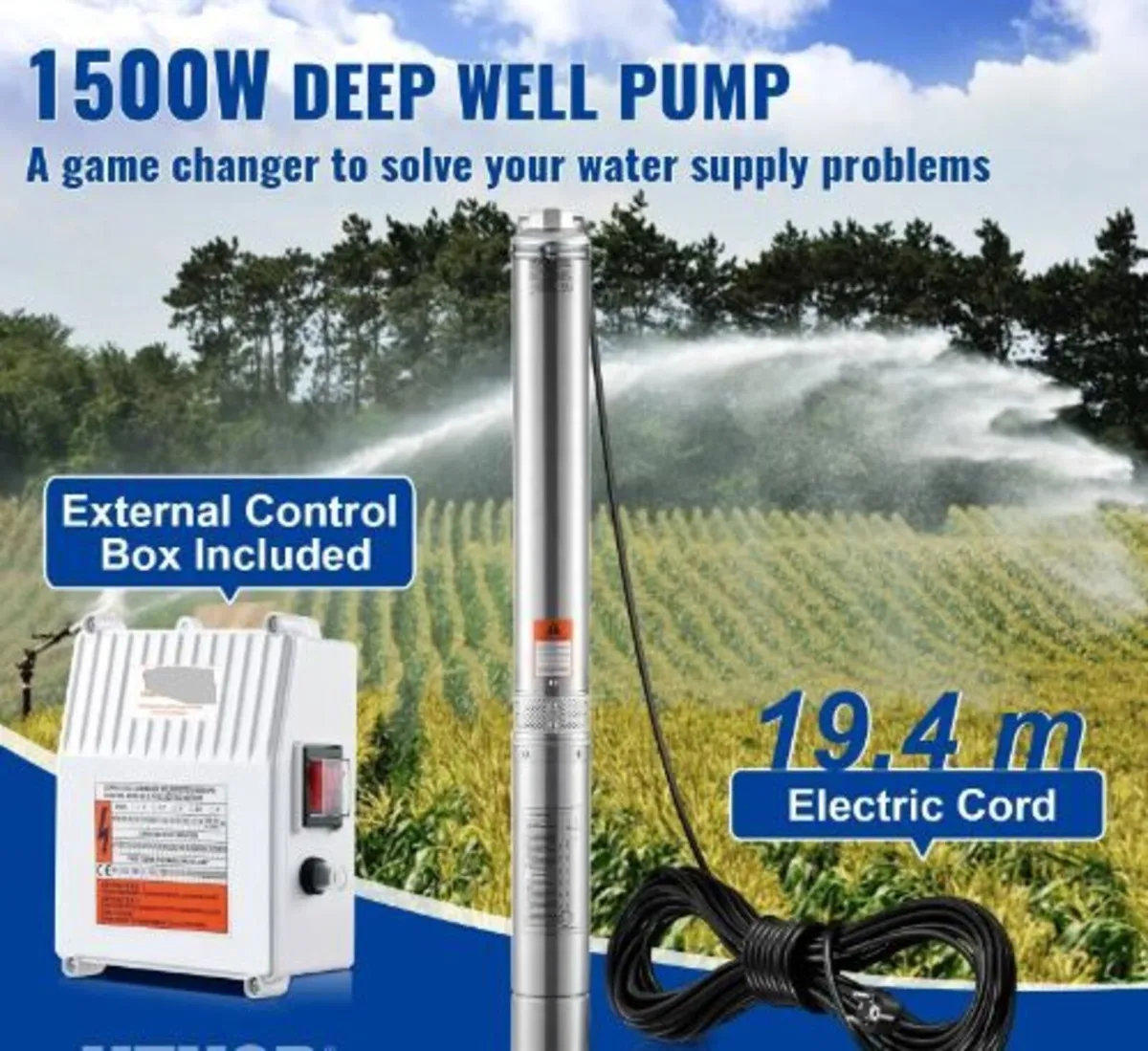 Deep Well Submersible Pump, 1500W 230V - Image 3