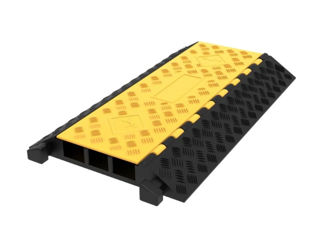 3 Channel Rubber Cable Protector Ramp, 2 x 2.3Inch - Image 1