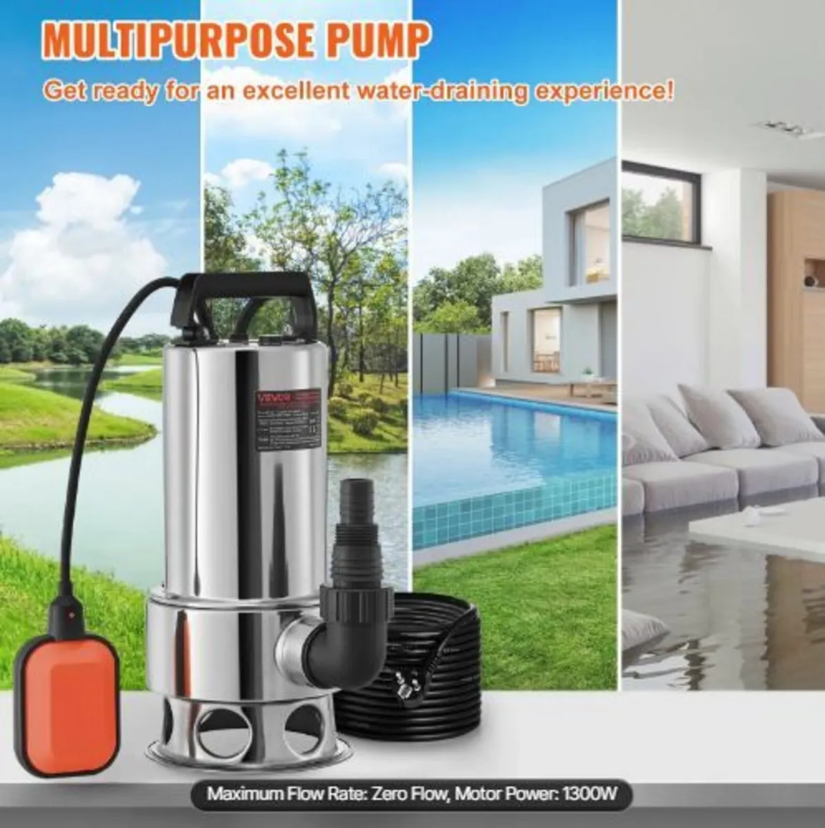 Submersible Water Pump, 1300W - Image 1