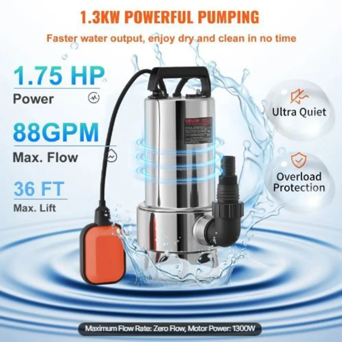 Submersible Water Pump, 1300W - Image 3