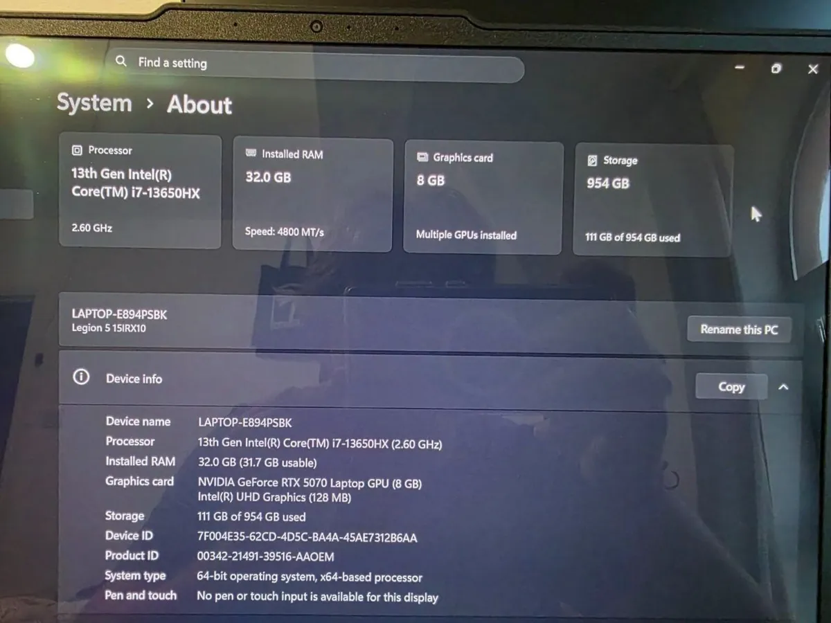 Lenovo Legion 5 RTX 5070 i7-13650HX 32GB 1TB OLED - Image 3