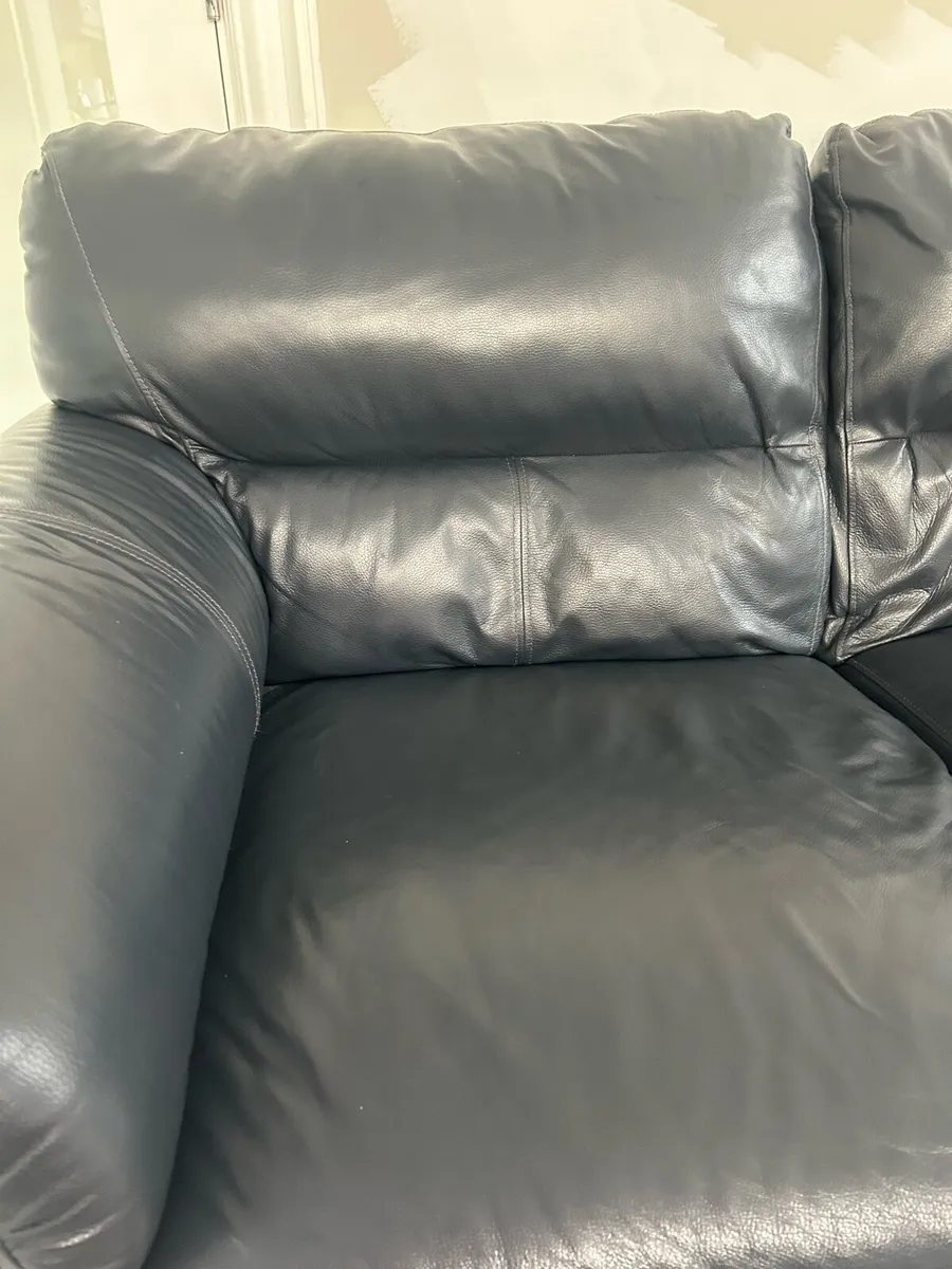Leather Sofa 3 Seater Navy - Image 4