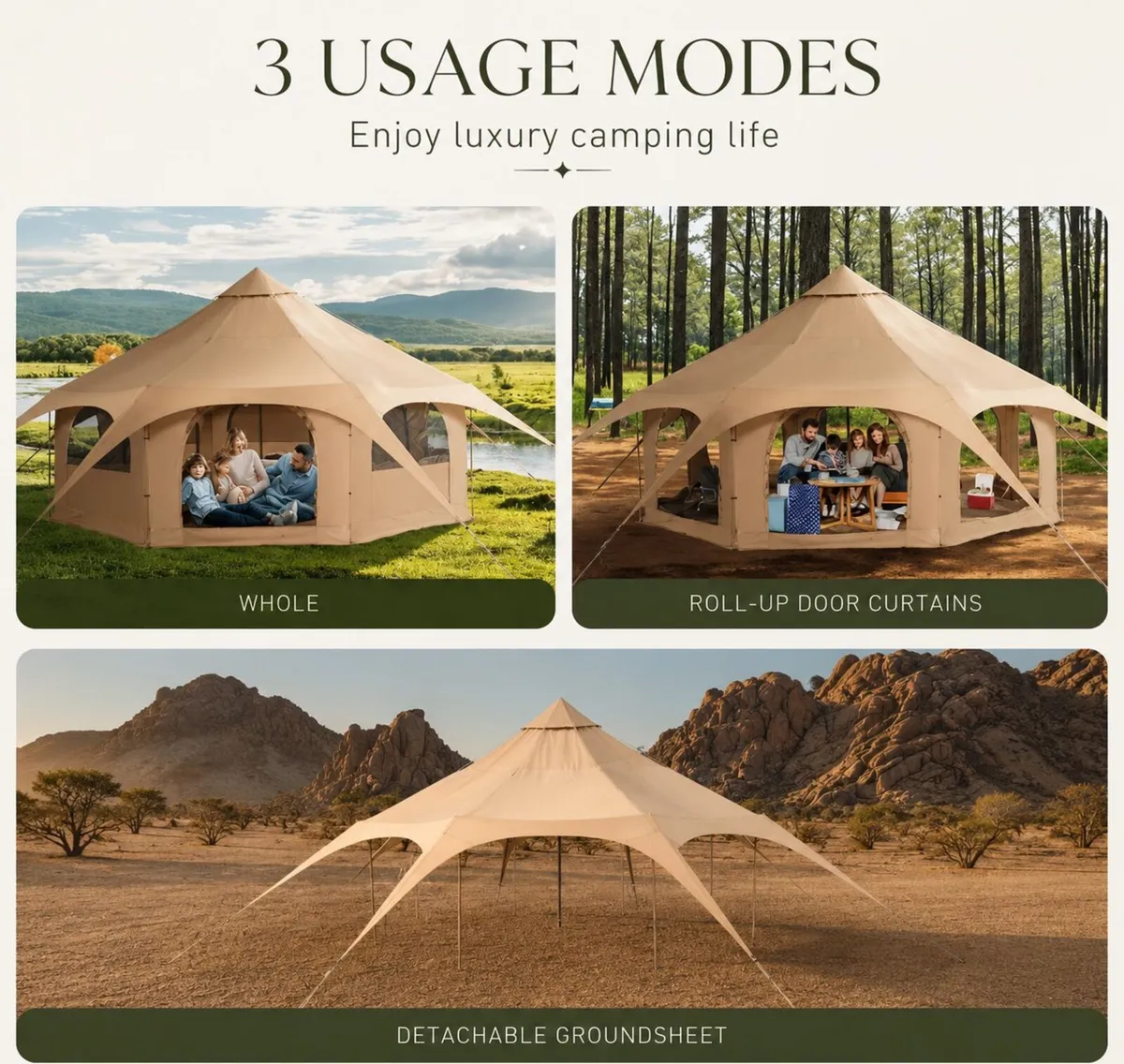 5m Canvas Bell Tent – Luxury Glamping Tent | Sleep - Image 4
