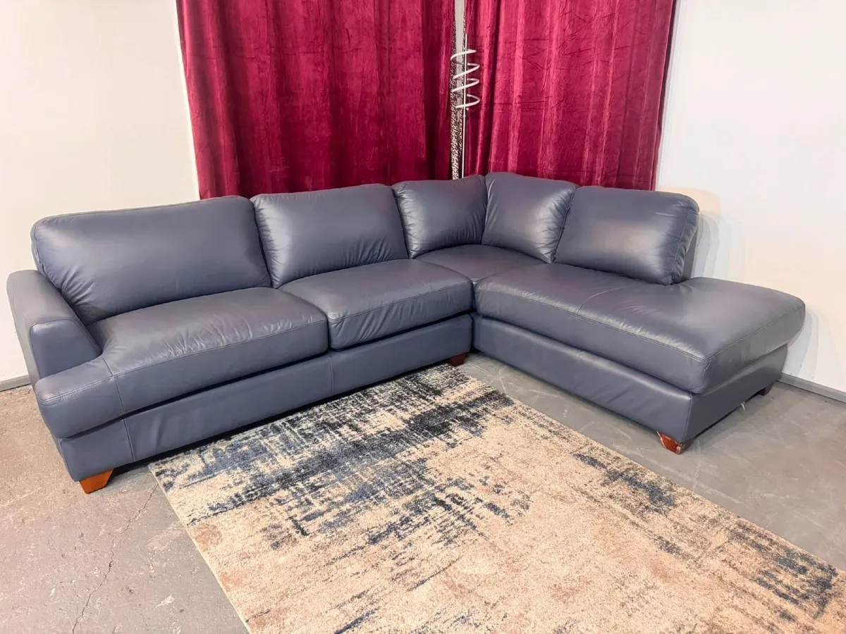 Premium Genuine Leather Corner Sofa – Fully Refurb - Image 1