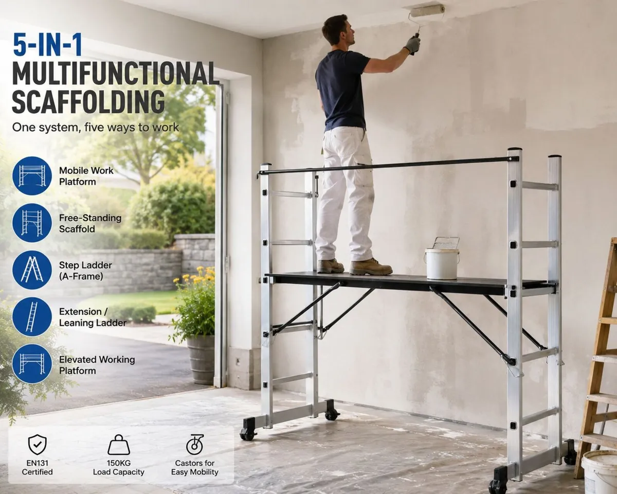 Mobile Aluminium Work Platform 5 in 1 Scaffold To - Image 4