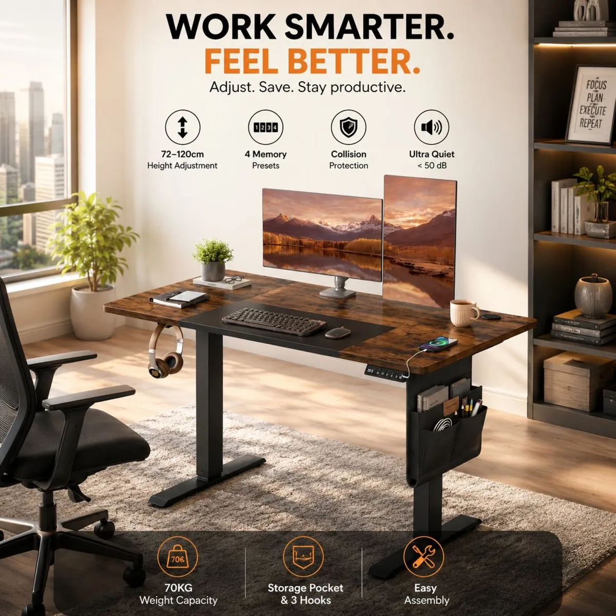 Electric Height Adjustable Standing Desk 120 x 60 - Image 1