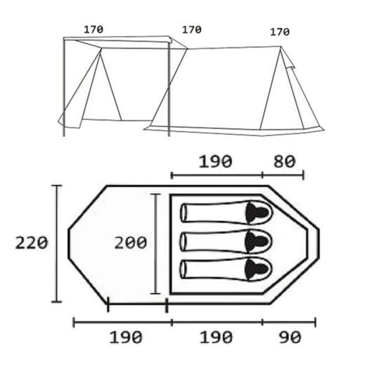 3 Person Family Camping Tent Waterproof 3000mm Out - Image 2