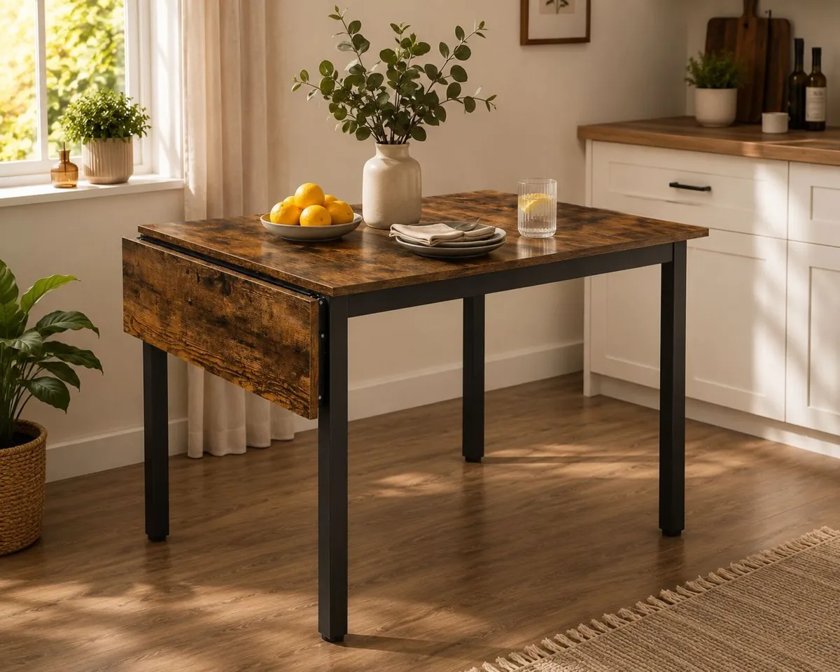 Folding Dining Table with Drop Leaf Sides - Image 1
