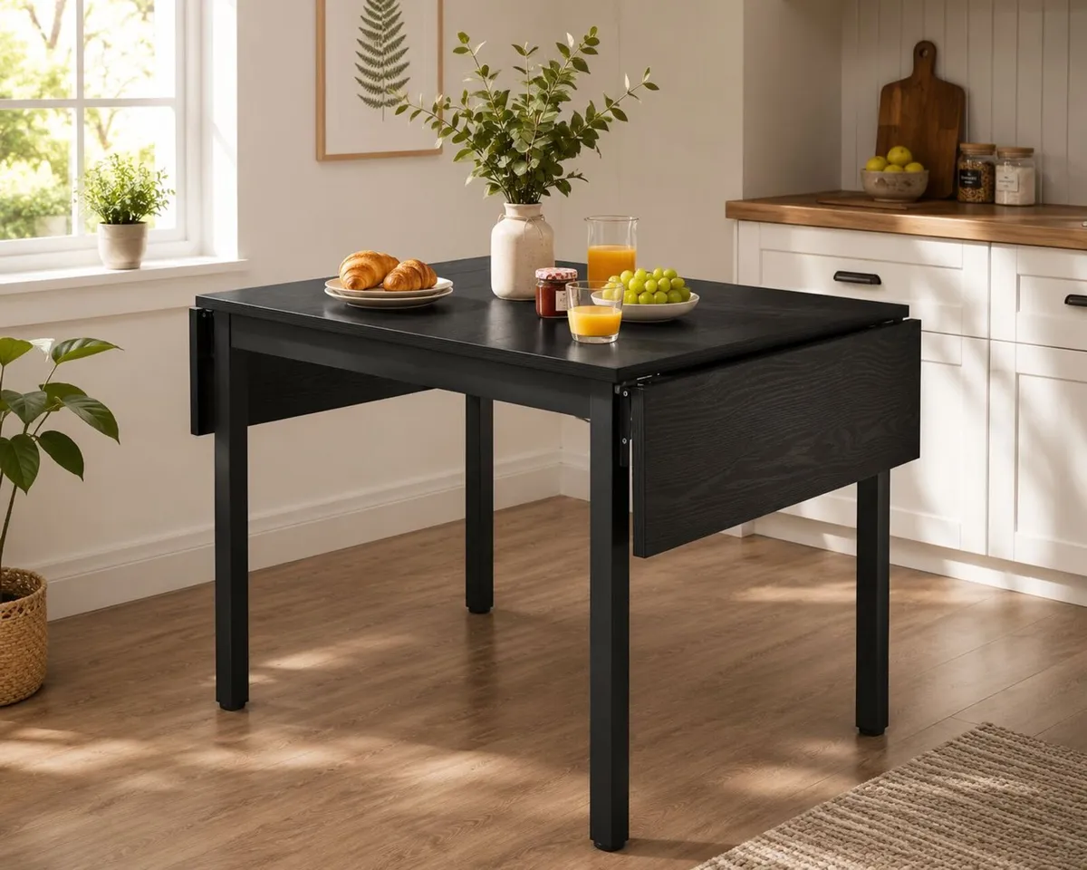 Folding Dining Table with Drop Leaf Sides - Image 2