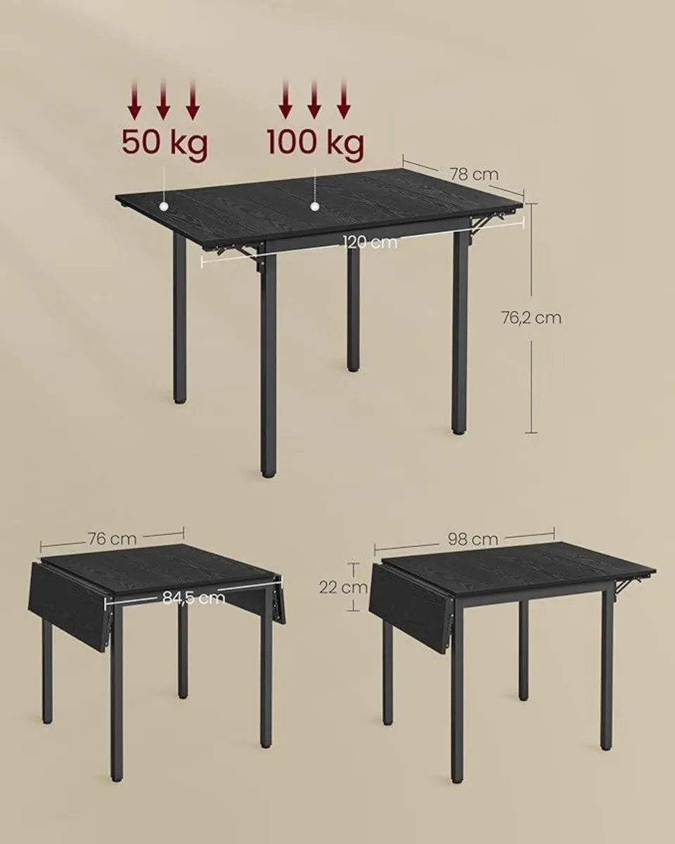 Folding Dining Table with Drop Leaf Sides - Image 4
