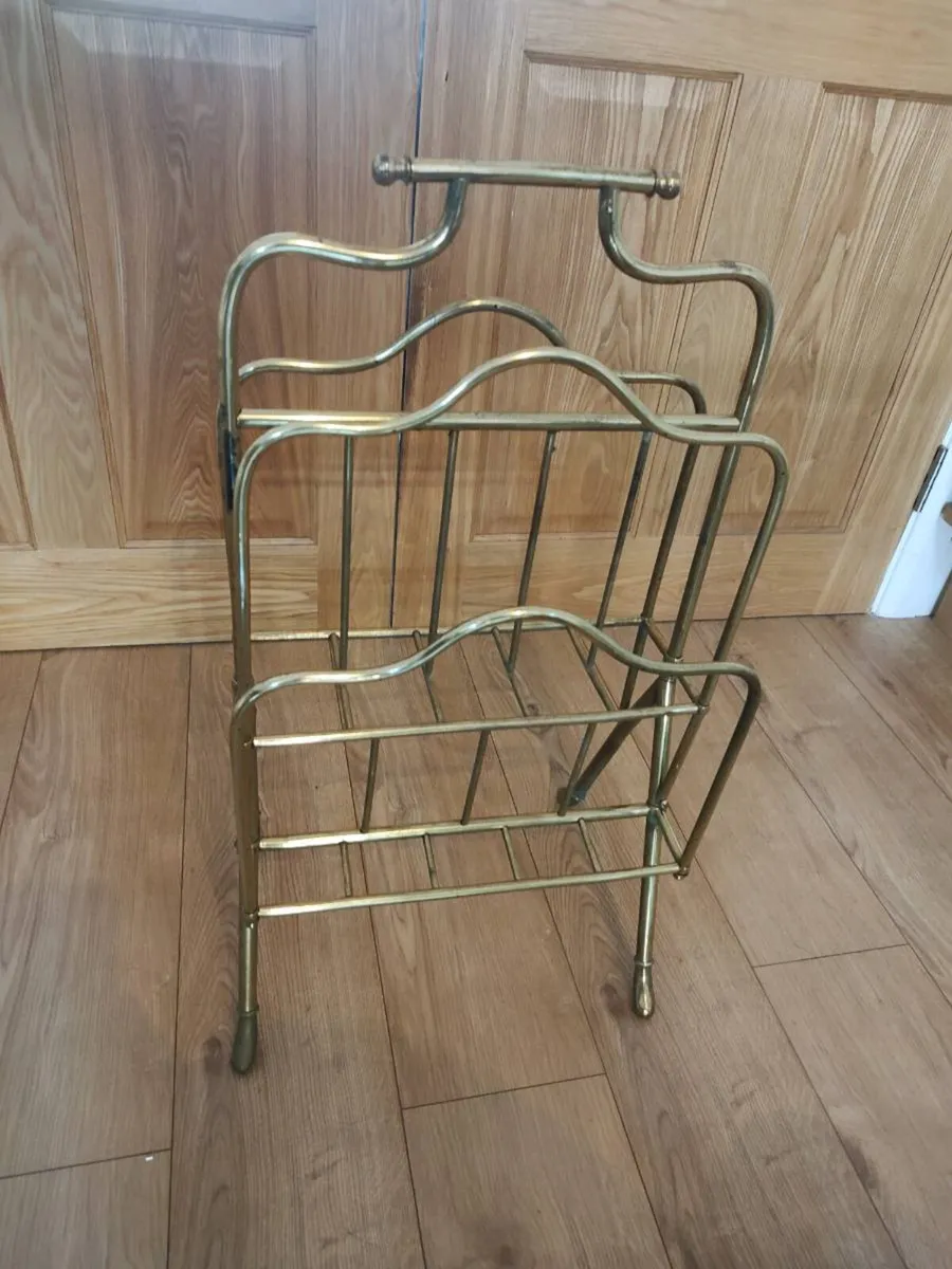 1900s vintage brass magazine/newspaper stand - Image 1