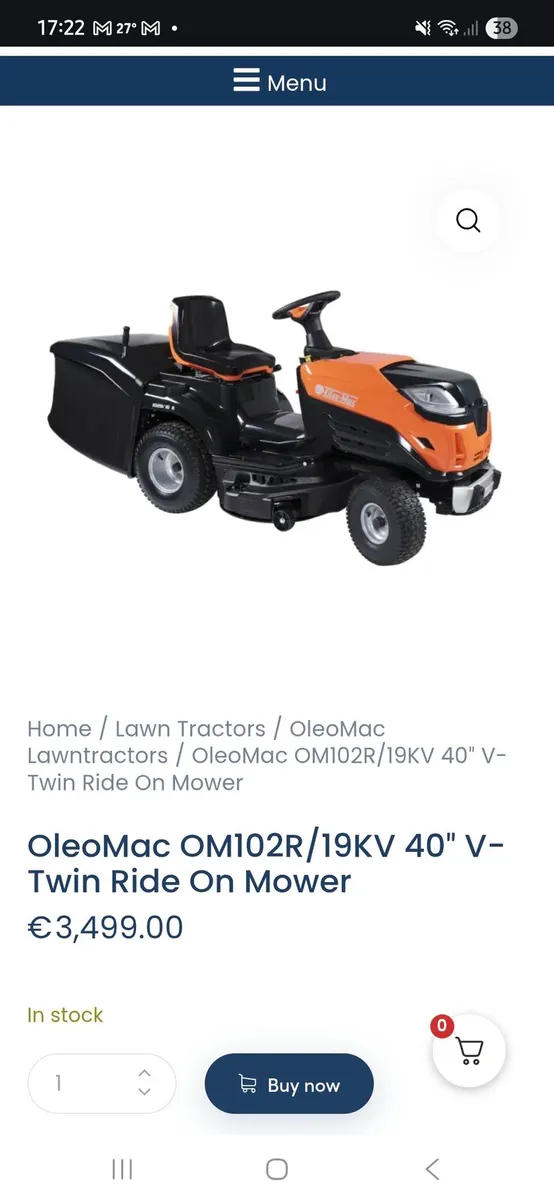 2024 OleoMac 40″ V-Twin Ride On Mower - Image 3
