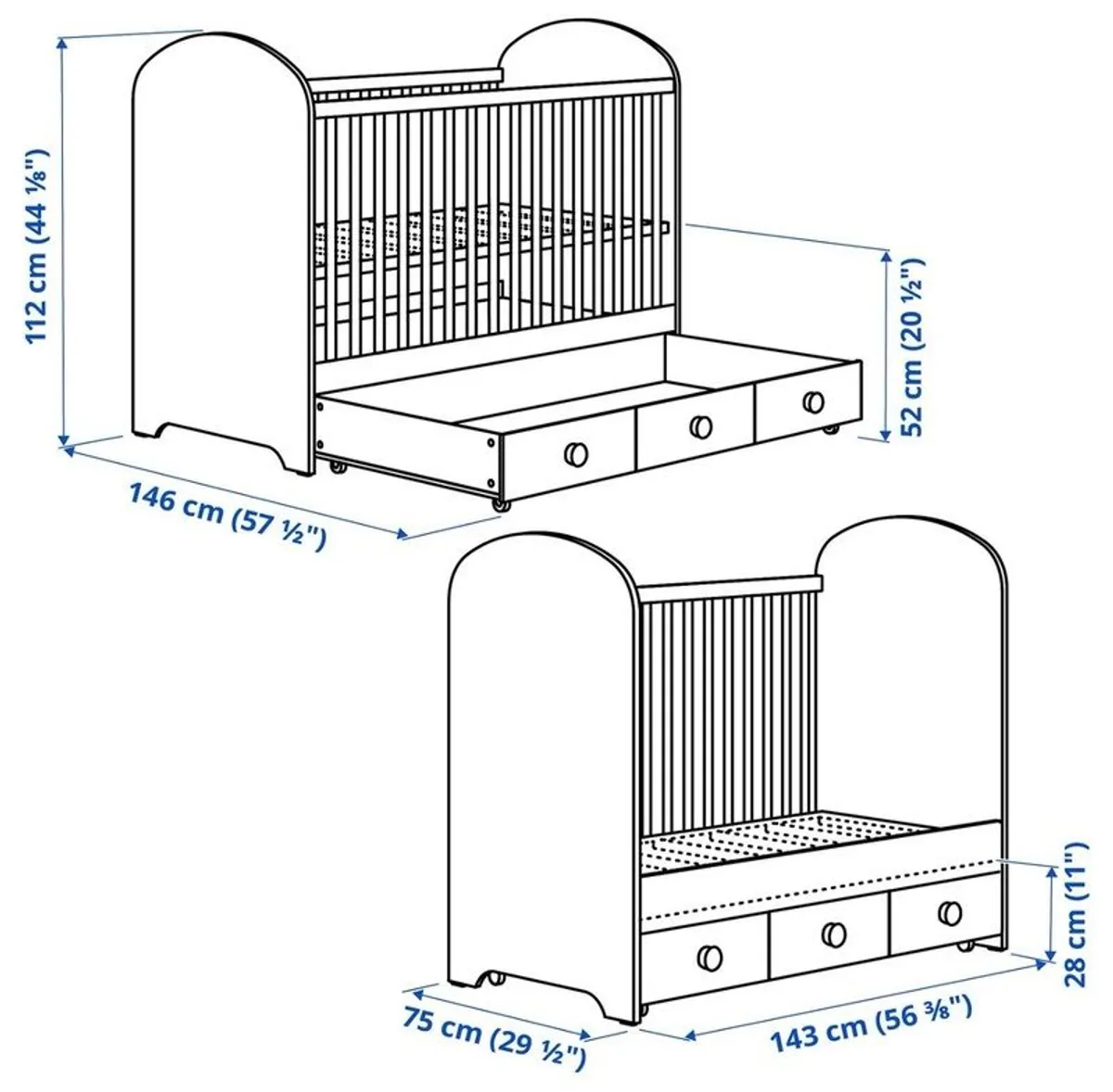 Cot Bed Ikea Gonatt Grey Kildare/offaly Border - Image 2