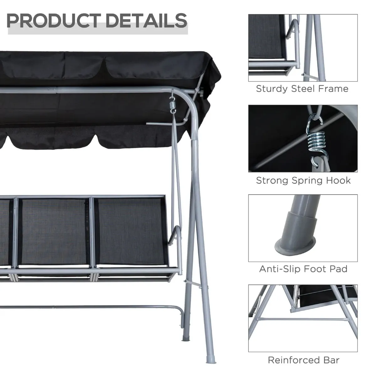 Metal Garden Swing Chair - Image 3