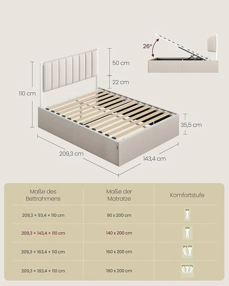 Double bed Hydraulic Ottoman Storage Bed Double (4 - Image 2