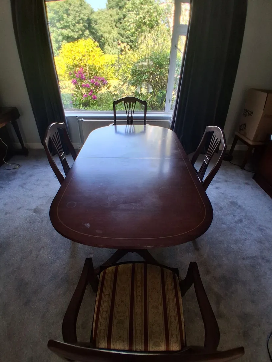 Mahogany Dining Table & 4 Chairs – Extendable - Image 1
