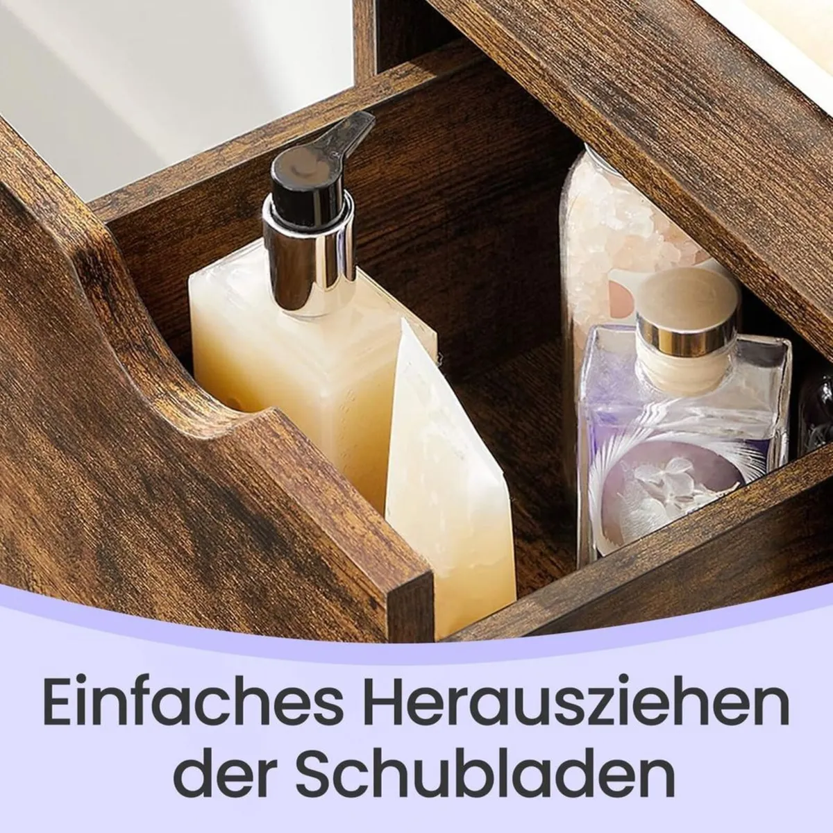 Bathroom Cabinet with Drawers Vintage Brown - Image 3