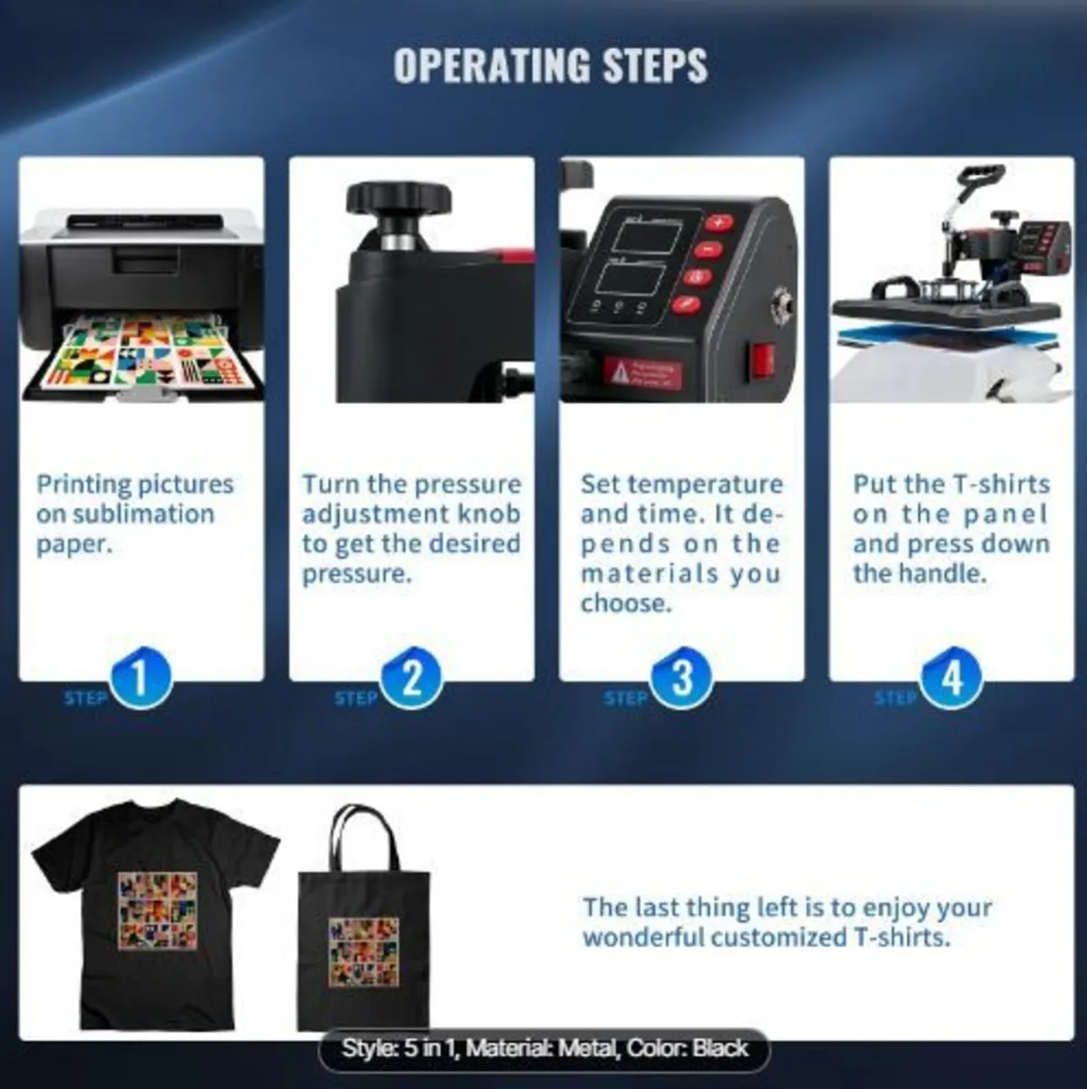 Heat Press, 5 in 1 Heat Press Machine - Image 4