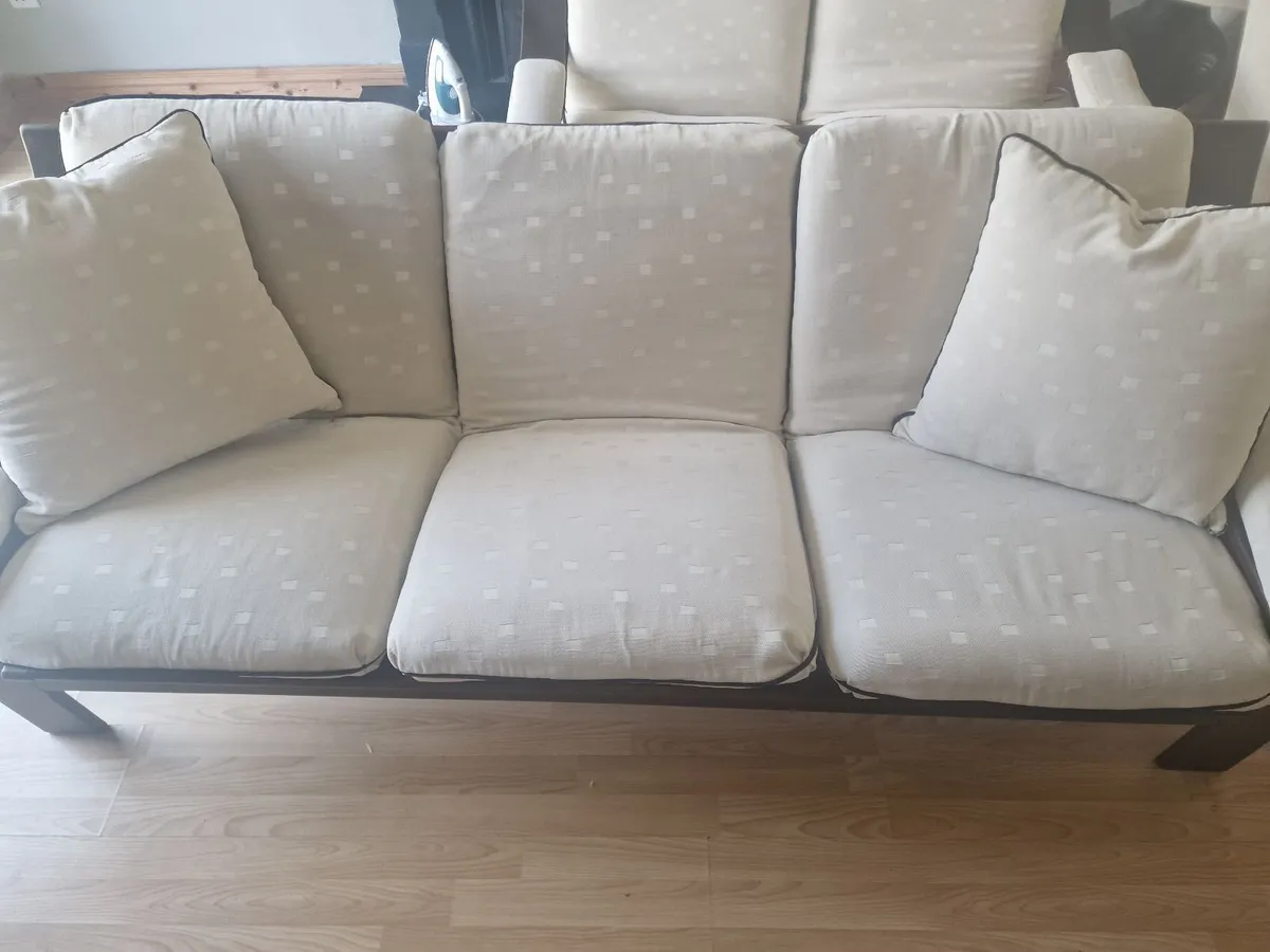 Mohogony frame sofa, three two and one seater - Image 3