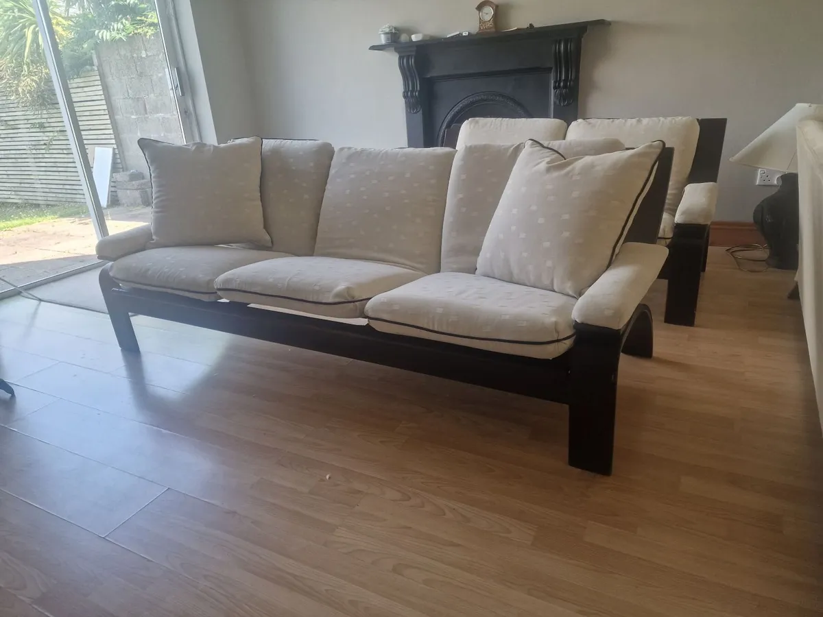 Mohogony frame sofa, three two and one seater - Image 4