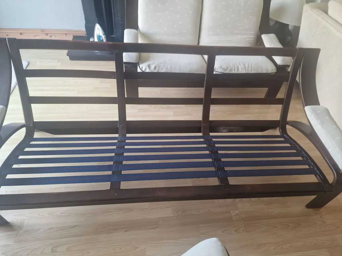 Mohogony frame sofa, three two and one seater - Image 2