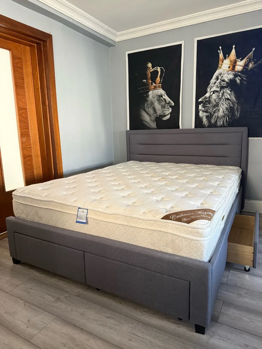 King size bed and mattress - Image 1