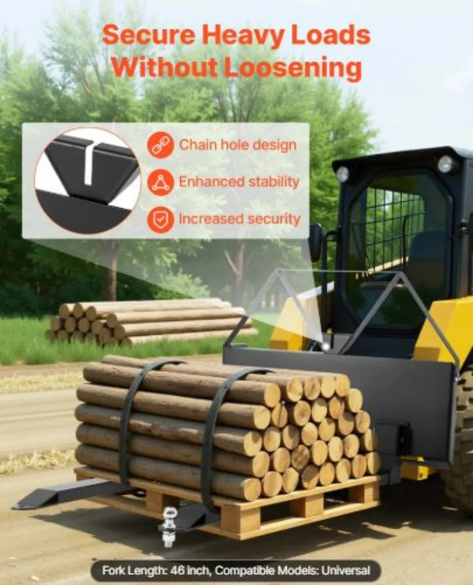 Skid Steer Pallet Forks, 1179 kg Rated Capacity, - Image 3