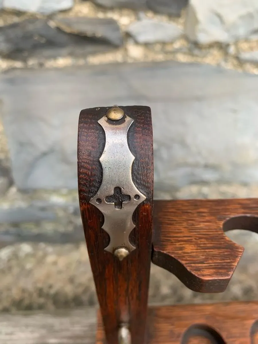 Edwardian Oak Smokers Companion. - Image 4