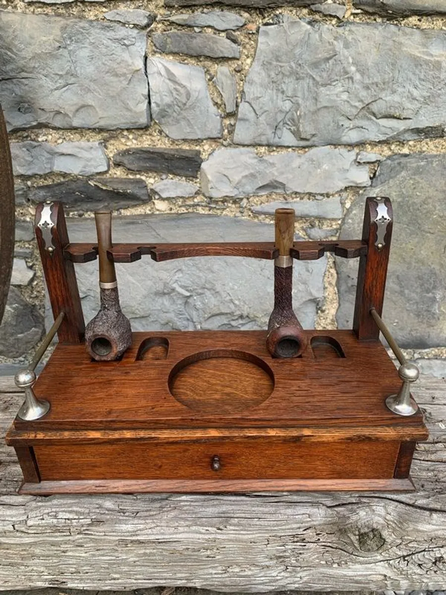 Edwardian Oak Smokers Companion. - Image 1