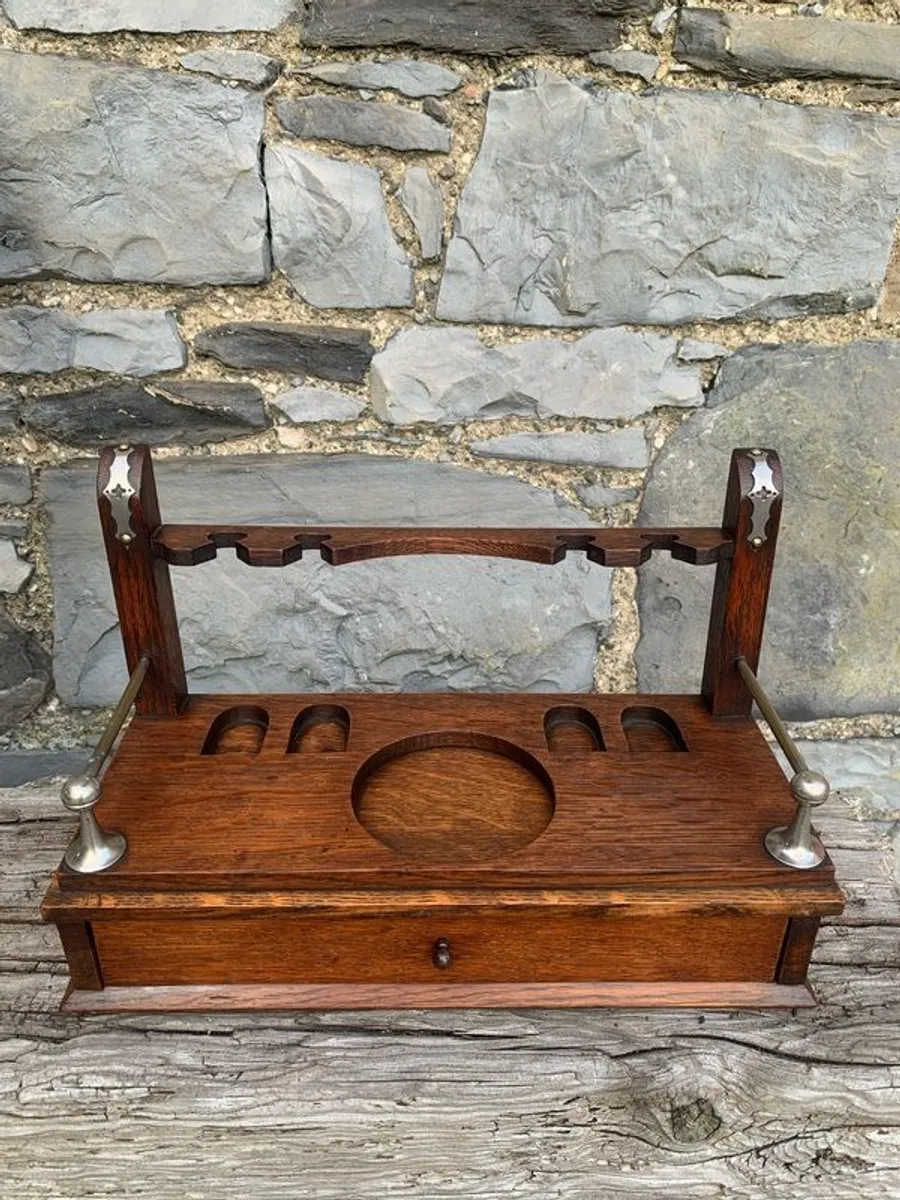 Edwardian Oak Smokers Companion. - Image 2