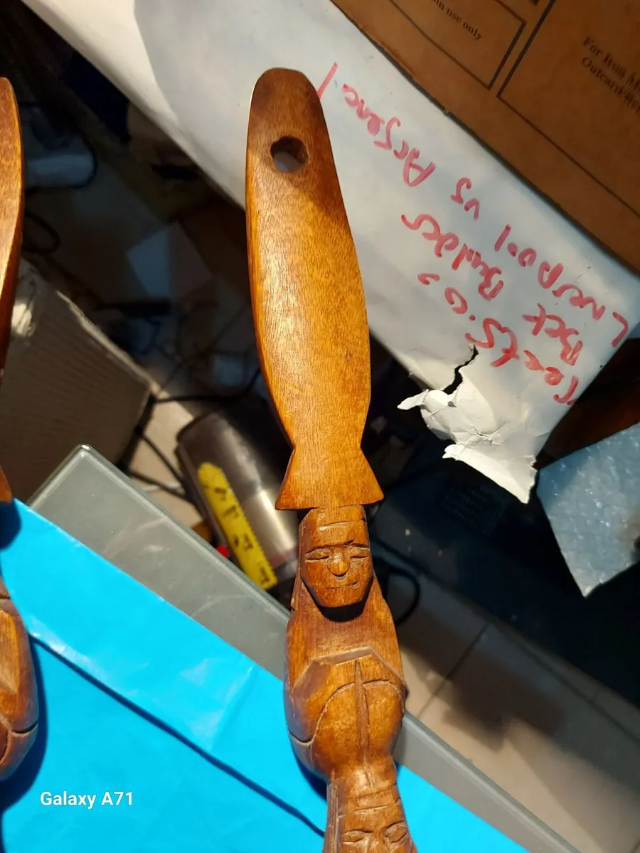Large Carved Wooden Fork and Spoon, Props - Image 2