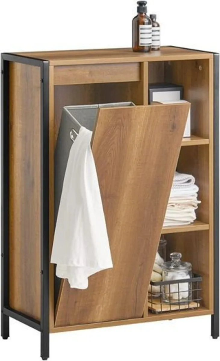 Bathroom Storage Cabinet with Laundry Basket - Mod - Image 2