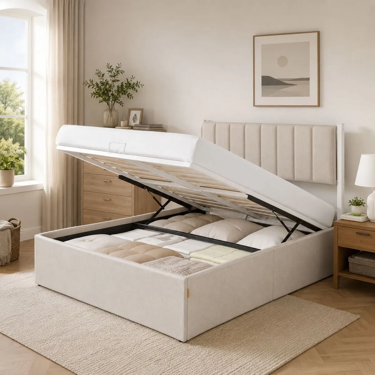 Double bed Hydraulic Ottoman Storage Bed Double (4 - Image 1