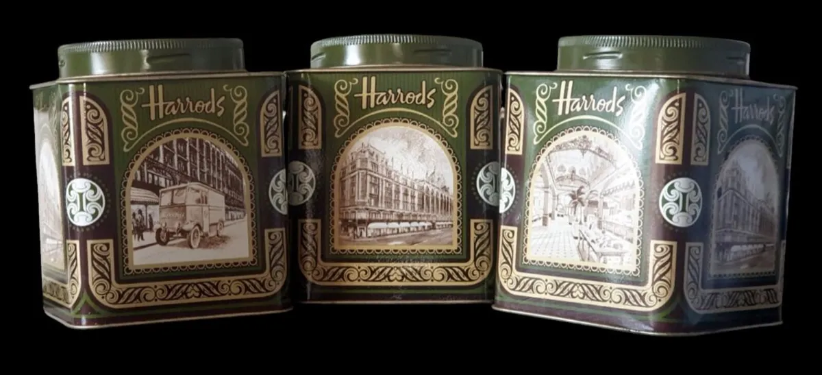 Set of 3 Vintage Harrods Knightsbridge Tea Tins - Image 1